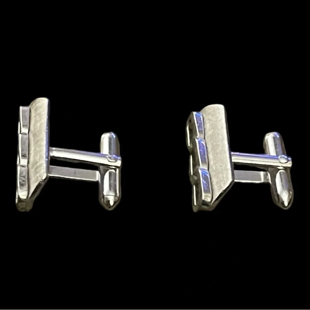 Vintage Mens Silver Metal Swank Cufflinks Oval Link Tubular Oval Links Classic